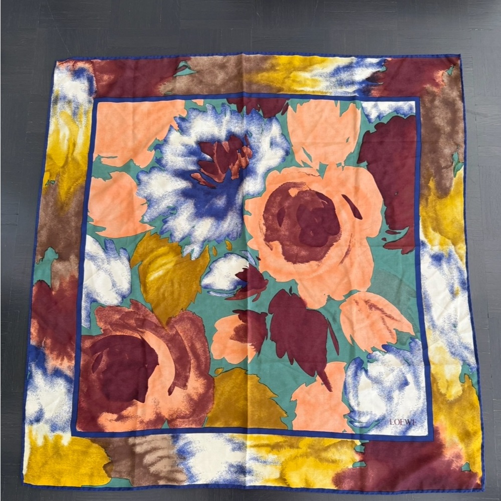 Loewe Multicolor 100% Silk Floral Scarf